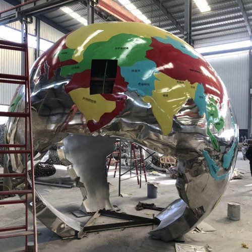 不锈钢地球仪雕塑 不锈钢雕塑厂家 大型镂空地球仪雕塑摆件定制